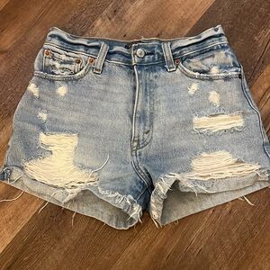 Abercrombie & Fitch Light Blue Distressed Jean Shorts